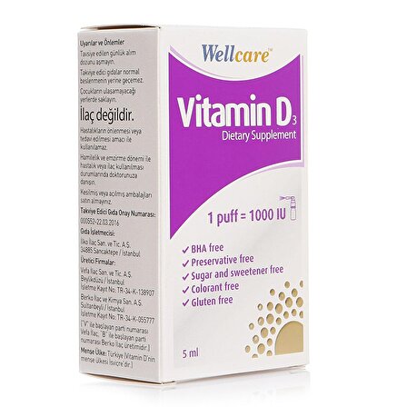Wellcare Vitamin D3 1000'lü 5 ml
