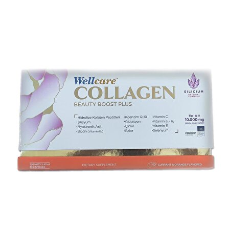 Wellcare Collagen Beauty Plus Frenk Üzümü Portakal Aromalı 30x40 Ml Tüp