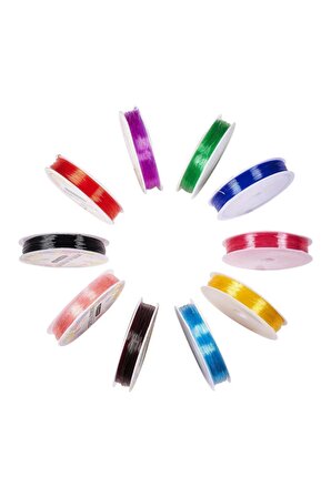 10 Adet Renkli Misina 1 mm Esnek Silikon El İşi Takı Aksesuar Misinası 10 Farklı Renk