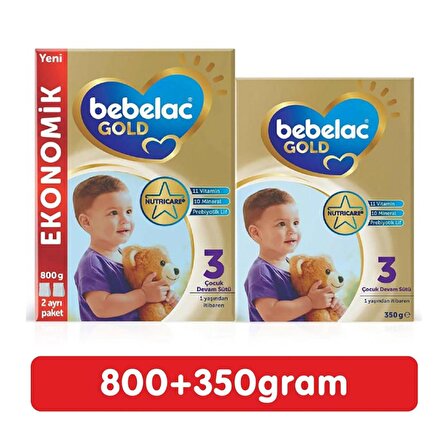 Bebelac Gold 3 Prebiyotik Devam Sütü 800 gr - 350 gr