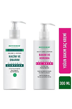 Placenta Ince Zayıf Saçlar Şampuan & Yoğun Saç Bakım Kremi Set
