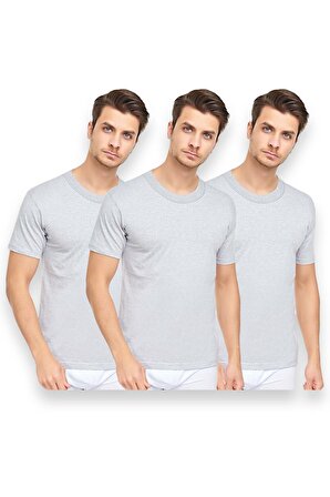Erkek 3'lü Slim Fit Sıfır Yaka Fanila T-Shirt 