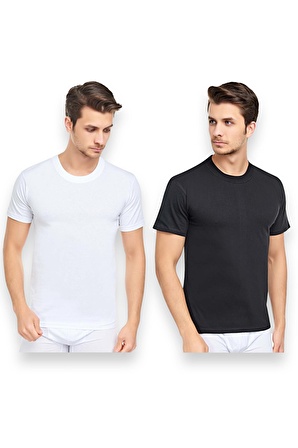 Erkek 2'li Slim Fit Sıfır Yaka Fanila T-Shirt 