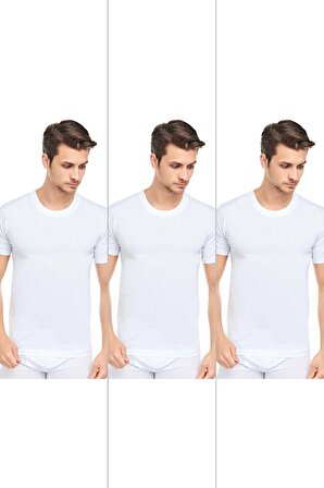 Erkek Slim Fit Sıfır Yaka Fanila T-Shirt 3'lü Paket