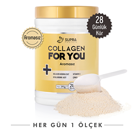 Supra Protein Collagen For You-Aromasız-Kolajen+Hyaluronik Asit+Çinko+Vitamin C-28 Günlük Kür