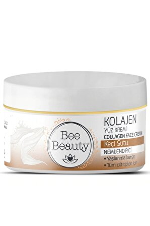 Bee Beauty Kolajen Tüm Cilt Tipleri İçin Keçi Sütlü Su Bazlı Yağsız Nemlendirici Yüz Bakım Kremi 50 ml