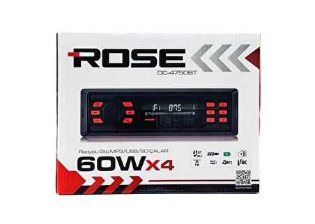 Rose DC-4750BT 60W X 4 Bluetooth, TF Card, Aux, USB, Oto Teyp 751014