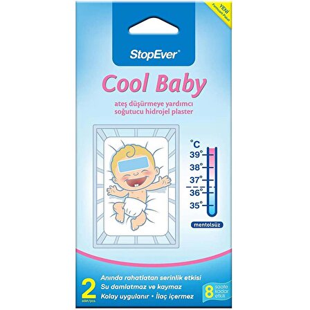StopEver Cool Baby Ateş Düşürmeye Yardımcı Soğutucu Hidrojel Plaster 2 li