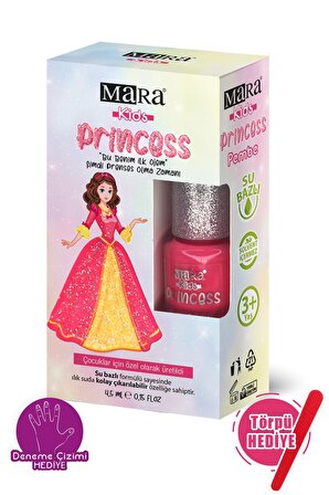 Mara Princess Yıkanabilir Su Bazlı Çocuk Ojesi - Pembe (Törpü Hediyeli)