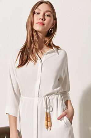 Ekru & More Rosella Uzun Kollu Gömlek Elbise | 2XL