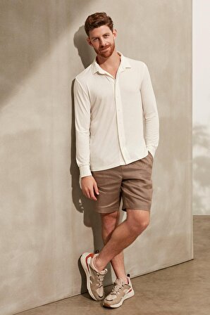 Beyaz Fersatile & More Doğal Modal Uzun Kollu Erkek Gömlek | L