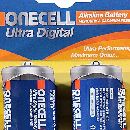 Onecell Ultra Dijital Alkalin D Boy Pil 2li