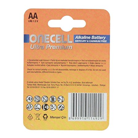 Onecell Ultra Premium Alkalin AA Boy Pil 4lü