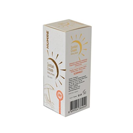 Herbalfarma Humre Güneş Kremi SPF 30+ UVA+UVB Suntan Cream 125ML