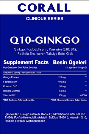 Q10-ginkgo 30 Kapsül (fosfotidilserin Ve Rodiola Eksrat)