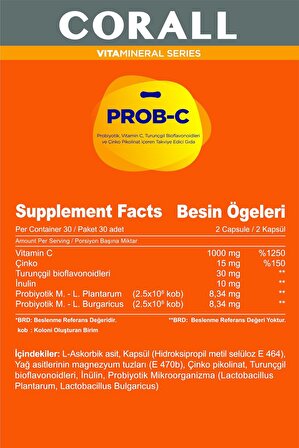 Prob-c 30 Kapsül - Probiyotikli Vitamin C