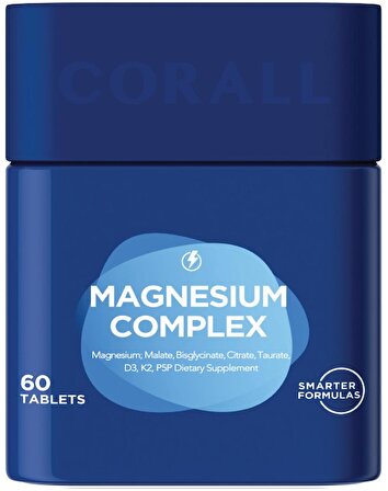 Magnesium Complex 60 Tablet; Magnezyum Sitrat-malat-bisglisinat-taurat-oksit + Vitamin D3-k2-p5p