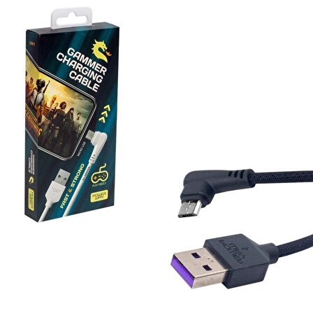 Micro USB 3.1A 90 Derece Örgülü Telefon Hızlı Şarj Data Kablosu