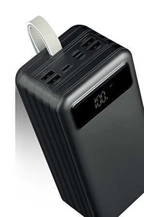 TX60 Siyah Çoklu Çıkış Dijital Göstergeli Ekstra Kablolu 60.000 mAh (Gerçek 60.000 mAh Garantili) Powerbank
