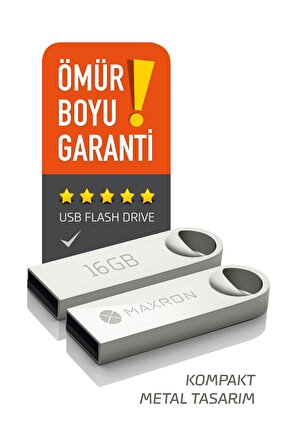 MAXRON 16 GB Flash Bellek Metal Gövde Ömür Boyu Garantili Güvenli Usb Bellek Data Traveler