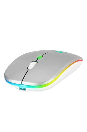 Blueforce V5.0 Bluetooth & Wireless 2,4ghz Sessiz Kablosuz Mouse Gümüş