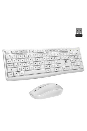 Blueforce KM-01 Wireless Kablosuz 1600 DPI Klavye Mouse Set Türkçe Beyaz Q