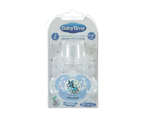 Baby Time BT142 Silikon Damaklı Desenli Emzik No:3 - Mavi
