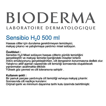 Bioderma Sensibo Hassas Cilt için Temizleyici Yüz Temizleme Suyu 500 ml & Kil Maskesi 