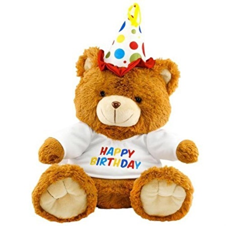 Neco Plush Oturan Happy Birthday Peluş Ayı 40 cm