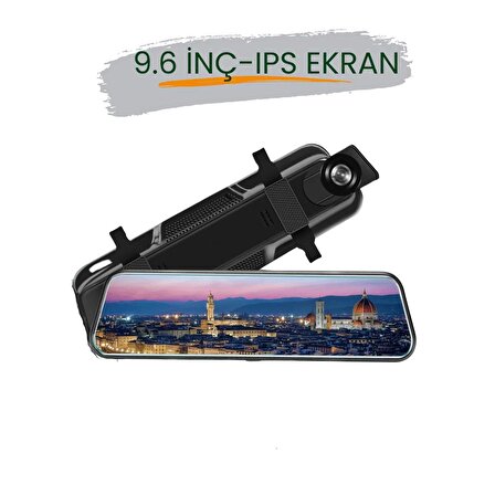 HC-002 9.6" Dokunmantik IPS Ekran Araç İçi  Gece Görüşlü Ön ve Arka Kamera Yol Kayıt Kamerası Araç Kamerası