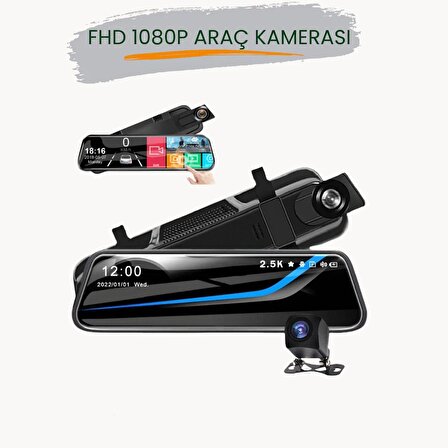 HC-002 9.6" Dokunmantik IPS Ekran Araç İçi  Gece Görüşlü Ön ve Arka Kamera Yol Kayıt Kamerası Araç Kamerası