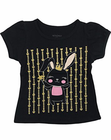 Winimo T-Shirt Süprem Tavşan Baskılı Siyah