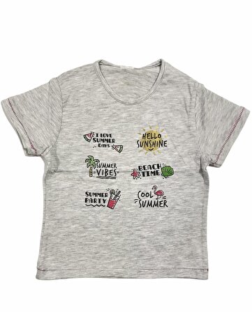 Winimo T-Shirt Süprem I Love Summer Baskılı Gri