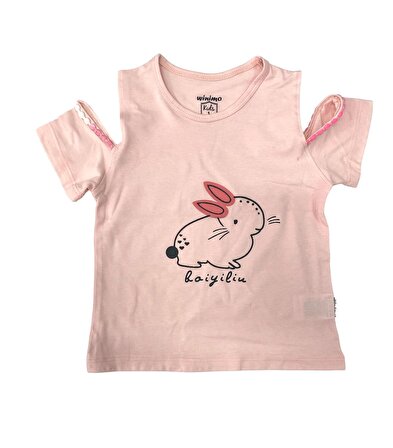 Winimo T-Shirt Tavşan Baskılı Pudra