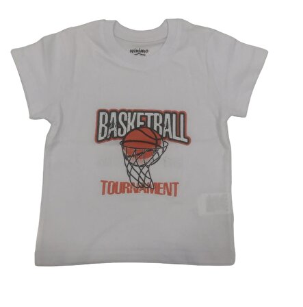Winimo T-Shirt Basketball Baskılı Beyaz