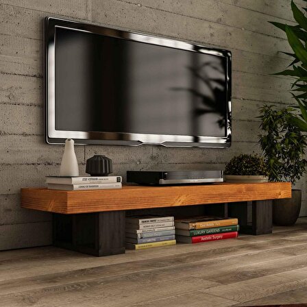 Woodesk Masif Ağaç Tik Renk 150x40 TV Sehpası CPT8004-150