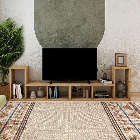 Artemis Masif Ağaç Natural Renk 240x60 TV Sehpası CPT8011-240