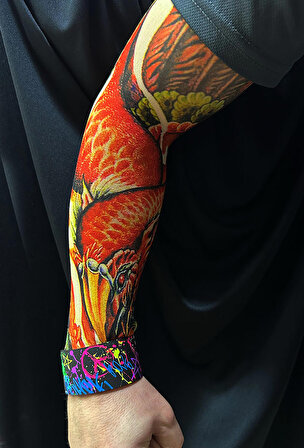 Giyilebilir Kol Dövmesi Çorap Dövme 3D Kartal Baskılı Kol Bacak Dövme 2 Adet Model 18 (4434)