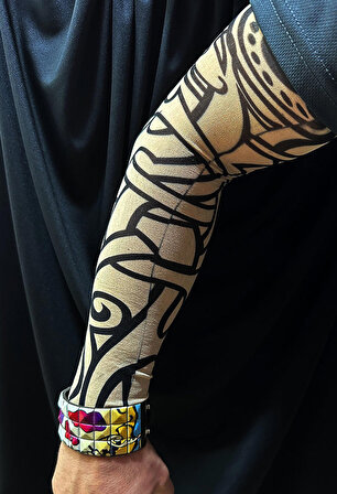 Giyilebilir Kol Dövmesi Çorap Dövme 3D Baskılı Kol Bacak Dövme 2 Adet Model 12 (4434)