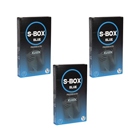 S-BOX - PREZERVATİF BLUE KLASİK 12Lİ LATEX KONDOM - 3 PAKET