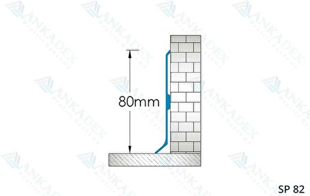 ALÜMİNYUM SÜPÜRGELİK DAİRESEL UYUMLU 80mm  GENİŞLİKTE (10adet x 3mt)