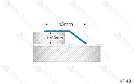 Alüminyum Kot Farkı Profilleri 10mm x 43mm  (10 adet x 2,7 Metre)