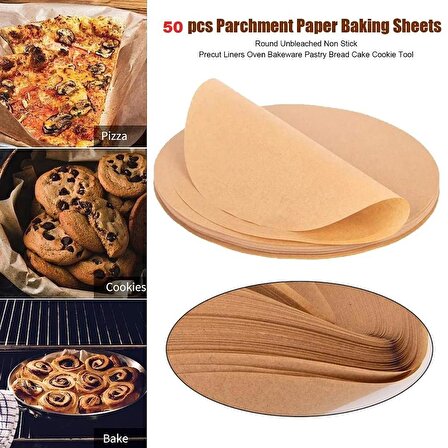 50 Adet Air Fryer Pişirme Kağıdı Yağ Geçirmez  21,5 cm Yuvarlak Model XXL Model Uyumlu (4434)