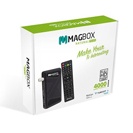 MAGBOX NATURAL PLUS FULL HD + USB MİNİ HD UYDU ALICISI TKGSLİ + YOUTUBELU (44Pyr34)