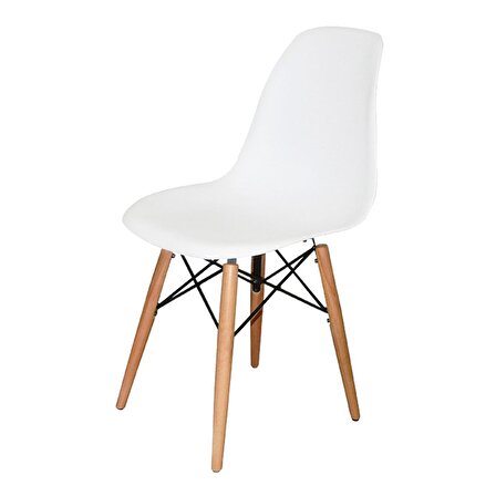 Woodesk Luna Ağaç Ayaklı Eames Beyaz Sandalye SND3005-BYZ