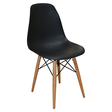 Woodesk Luna Ağaç Ayaklı Eames Siyah Sandalye SND3006-SYH