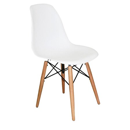 Woodesk Luna Ağaç Ayaklı 4 ADET Eames Beyaz Sandalye SND3009-4BYZ