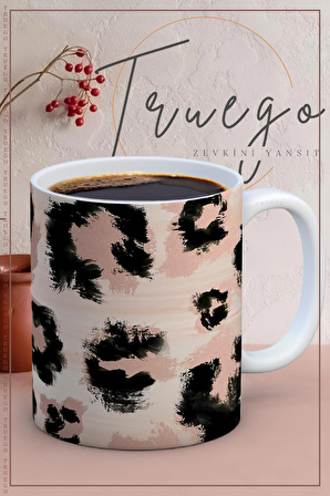 Baskılı Kupa Bardak Seramik Mug - leopar Desen