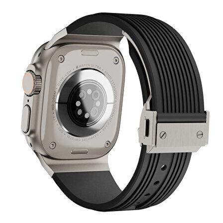 Apple Watch Ultra 49mm Paslanmaz Çelik Kaplama Kilit Mekanızmalı  Spor Görünümlü Kordon