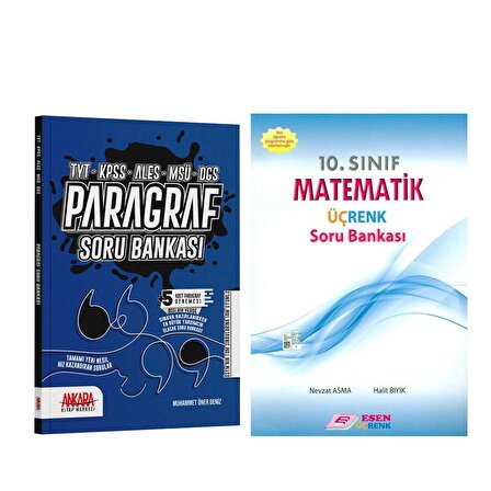 Esen Üç Renk 10.Sınıf Matematik ve AKM Paragraf Soru Bankası Seti 2 Kitap
